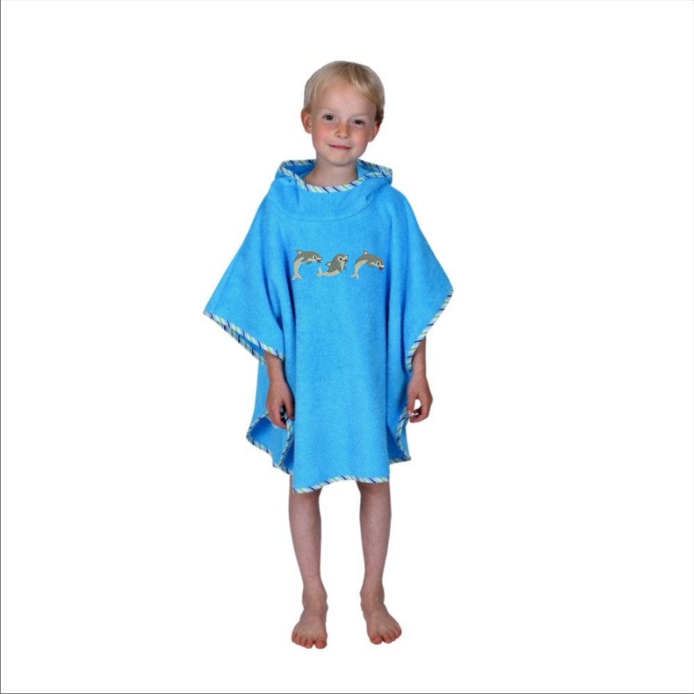 Bade-Poncho bestickt mit Delphin (aqua)