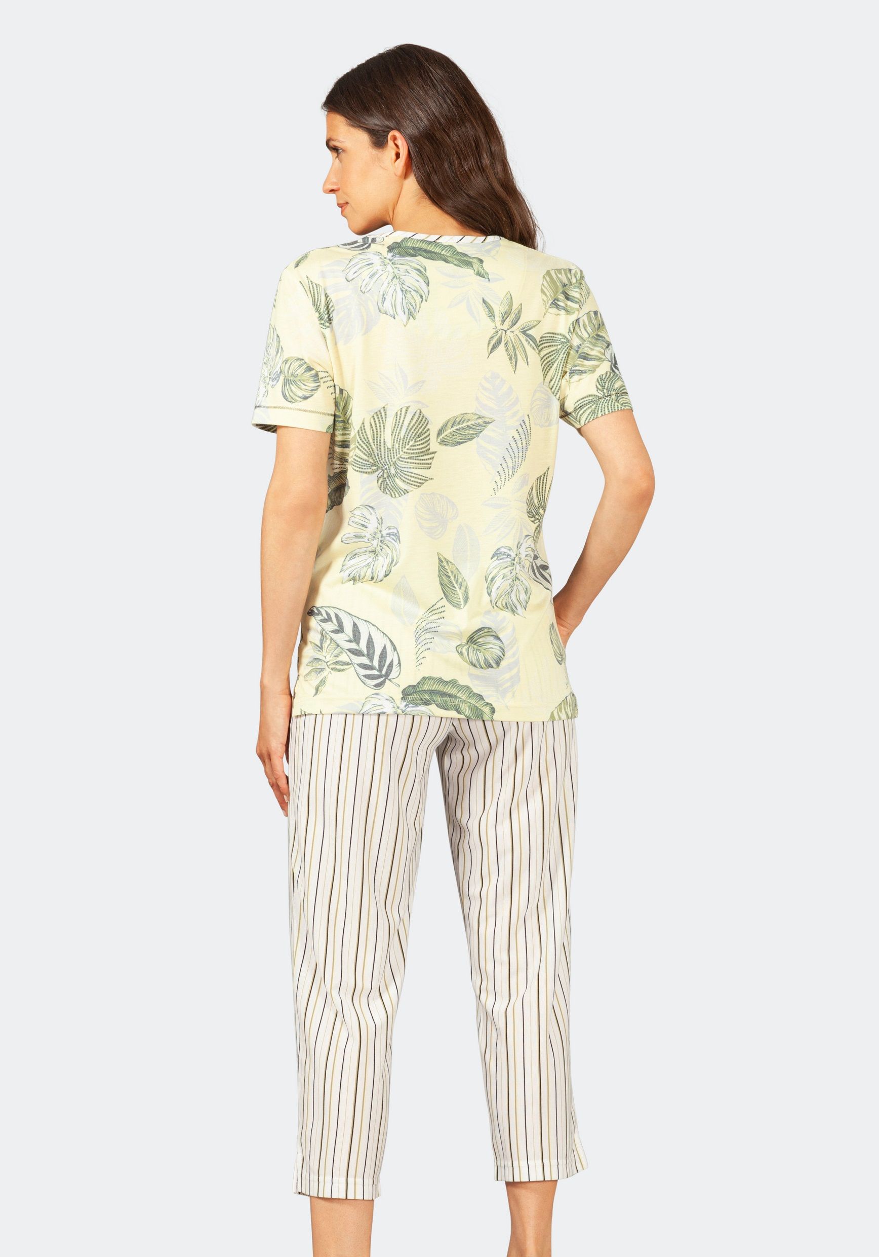 Hajo Damen 7/8 Pyjama 45595 Blätterprint