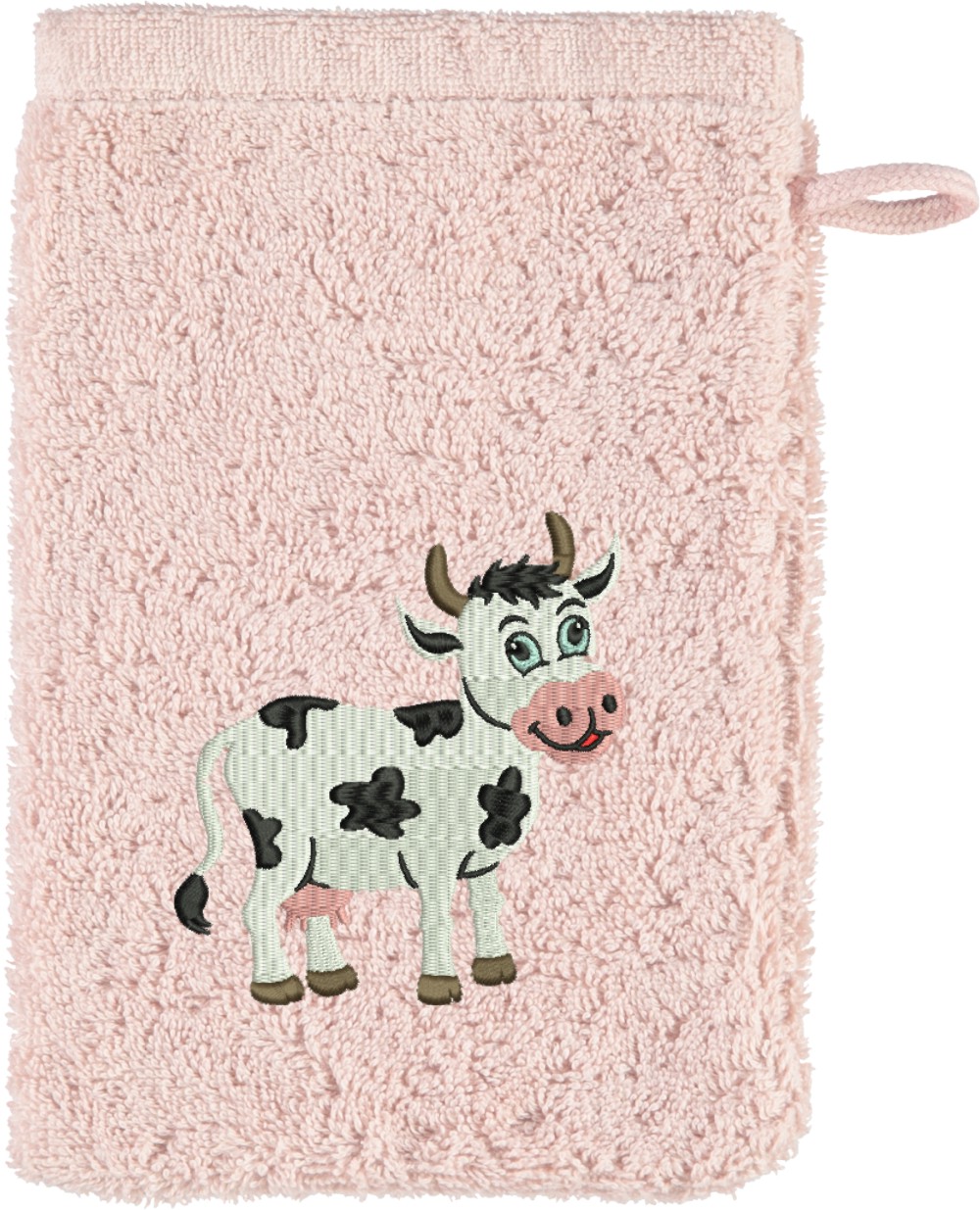 Waschhandschuh von Cawö bestickt mit Kuh