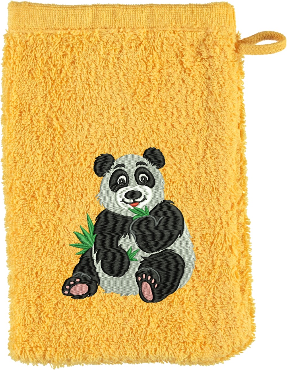 Waschhandschuh von Cawö bestickt mit Panda