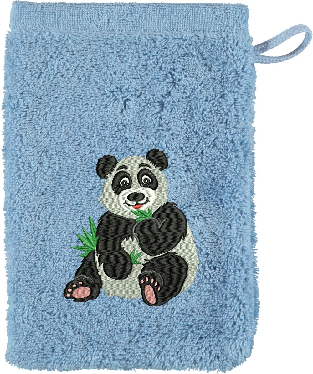 Waschhandschuh von Cawö bestickt mit Panda