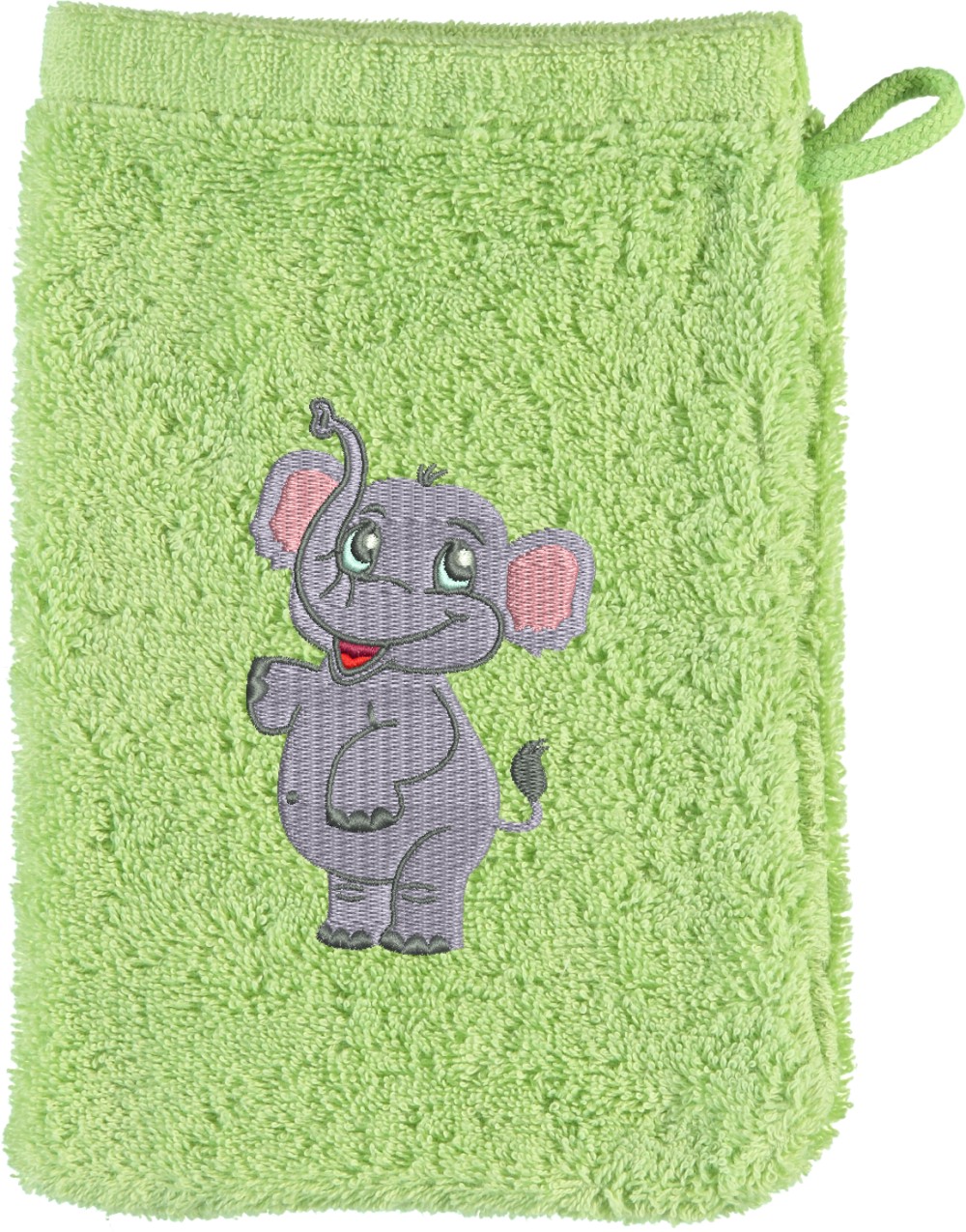 Waschhandschuh von Cawö bestickt mit Elefant