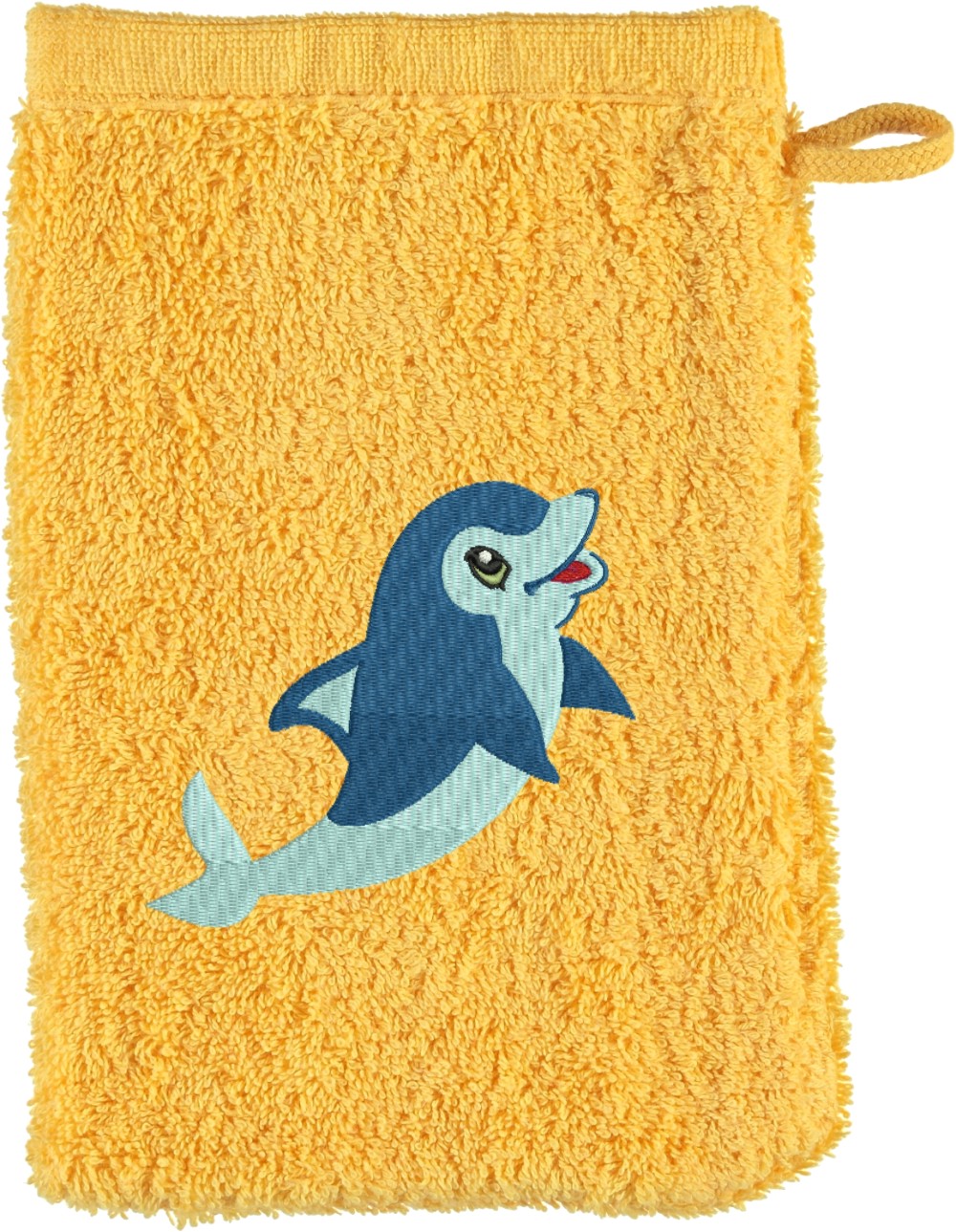 Waschhandschuh von Cawö bestickt mit Delphin