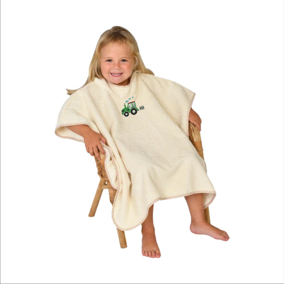 Bade-Poncho bestickt mit Traktor