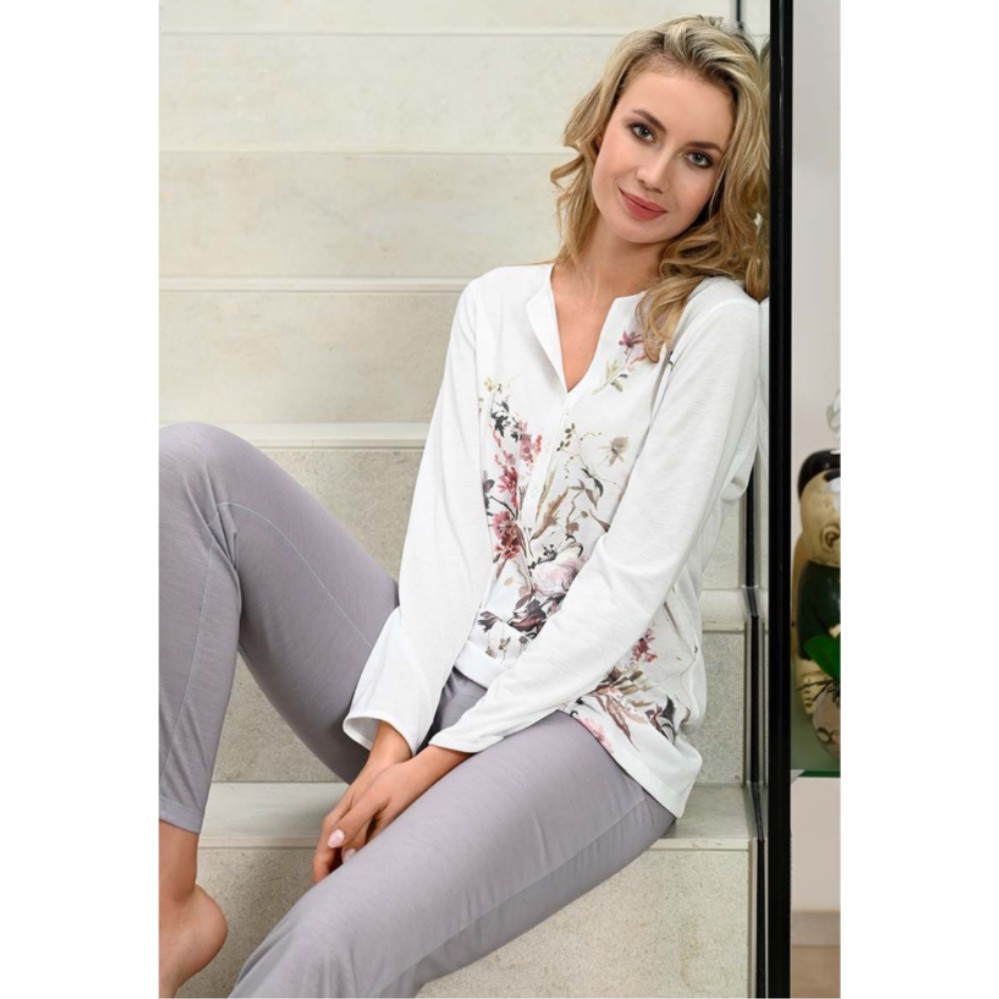 Ringella Damen Pyjama - Blumenmotiv