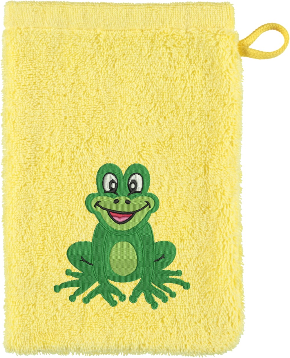 Waschhandschuh von Cawö bestickt mit Frosch
