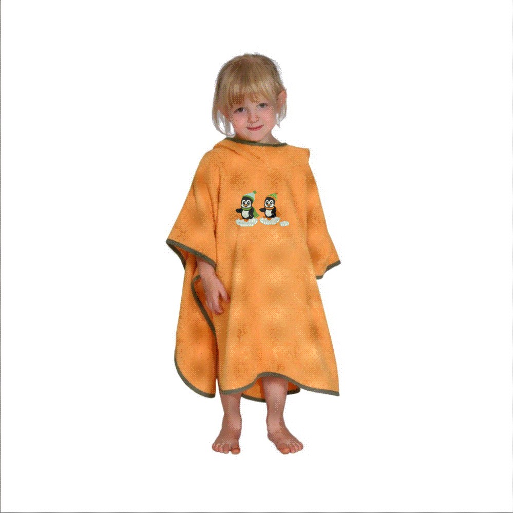 Bade-Poncho bestickt mit Pinguin