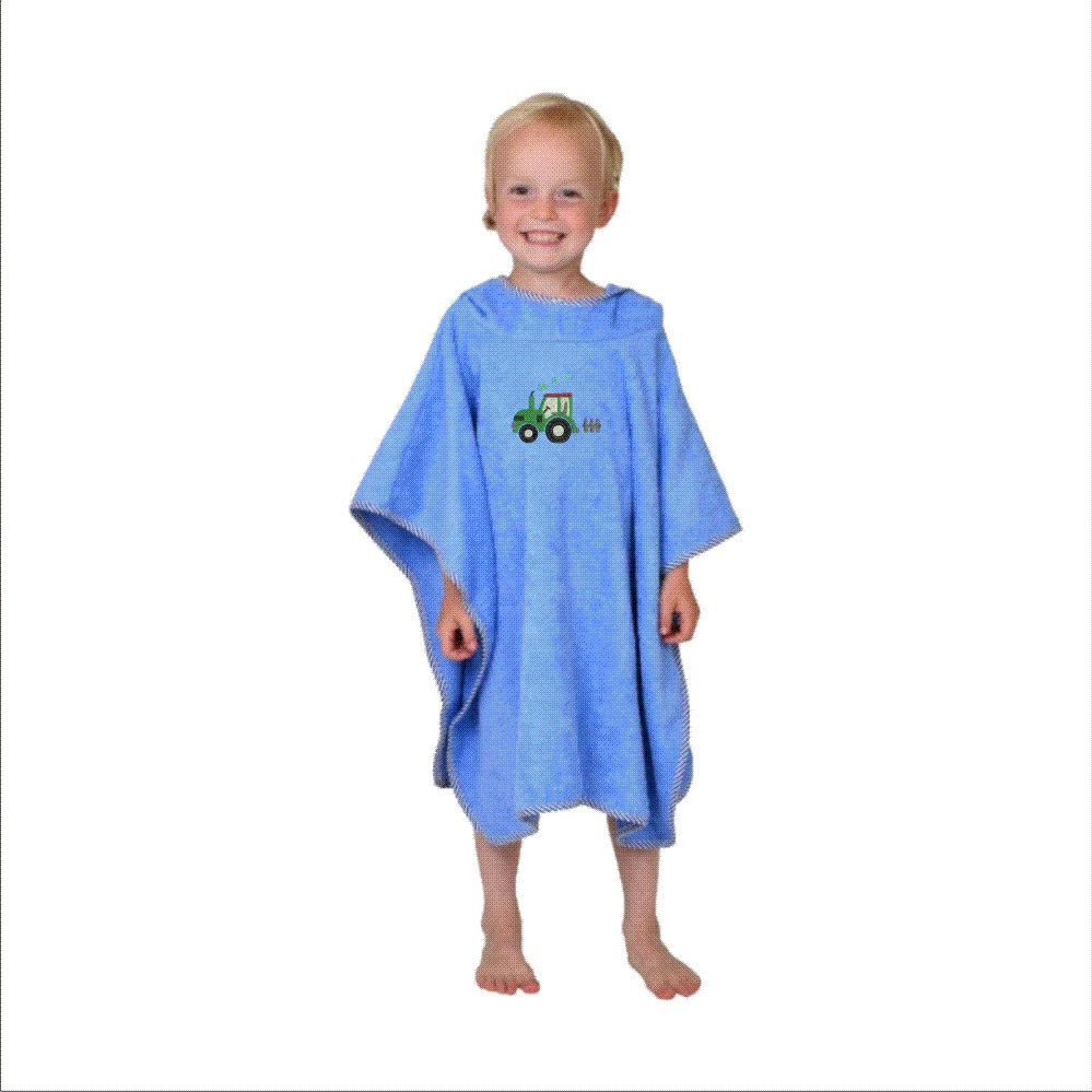 Bade-Poncho bestickt mit Pinguin (ciel)